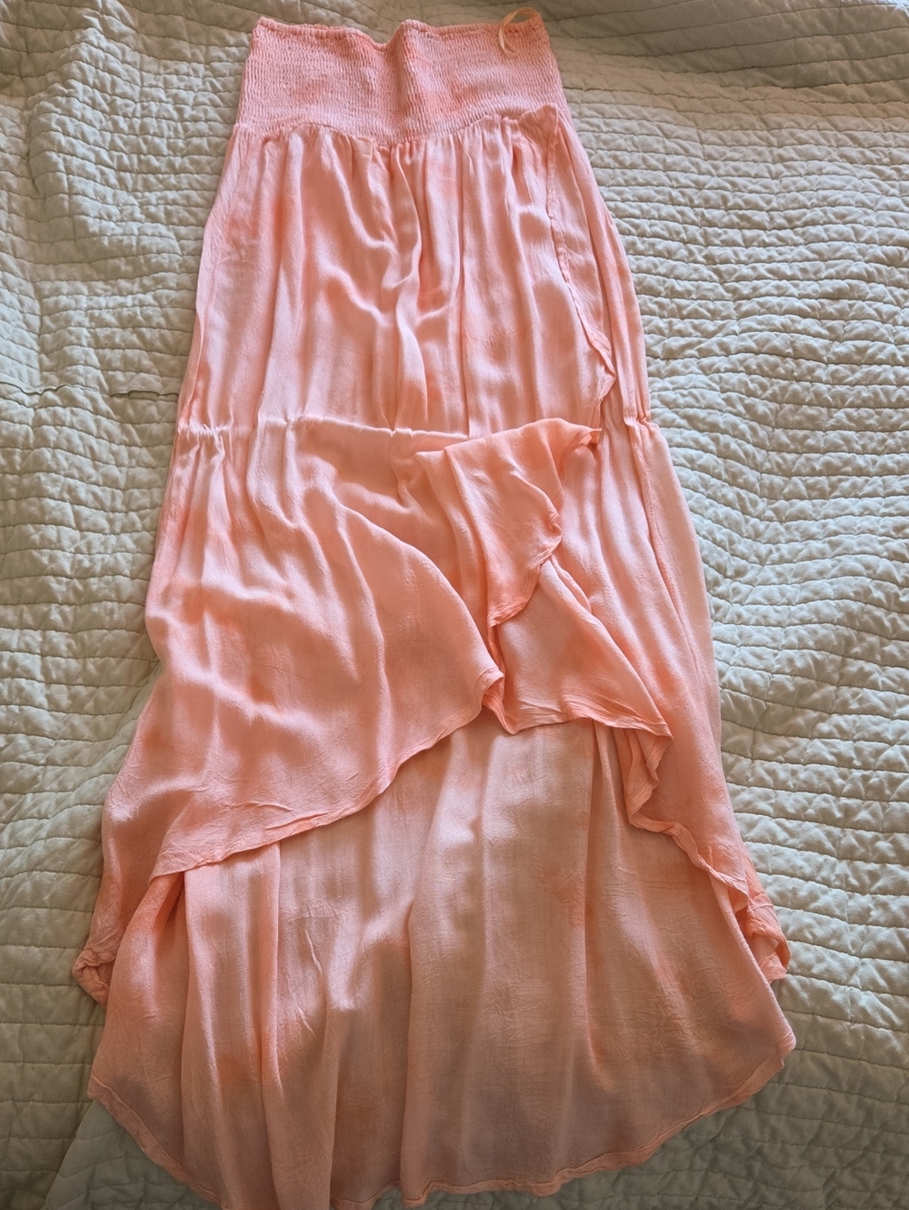 Light Pink Tiered Maxi Tube Dress,